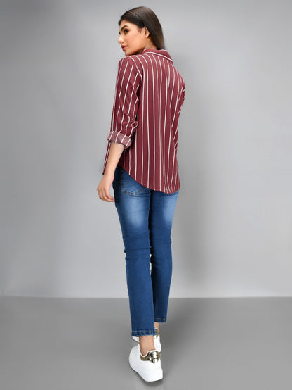 Limelight - Striped Shirt - Maroon