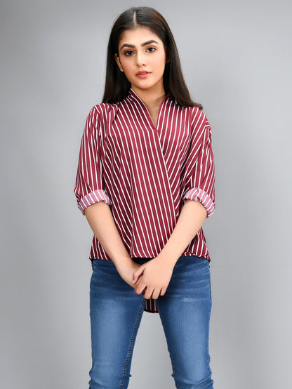 Limelight - Striped Shirt - Maroon