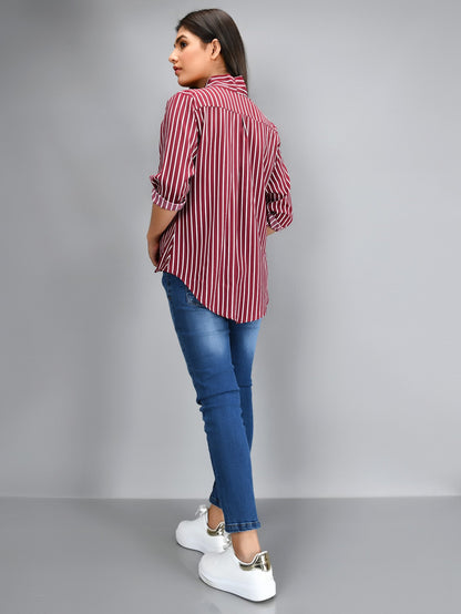 Limelight - Striped Shirt - Maroon