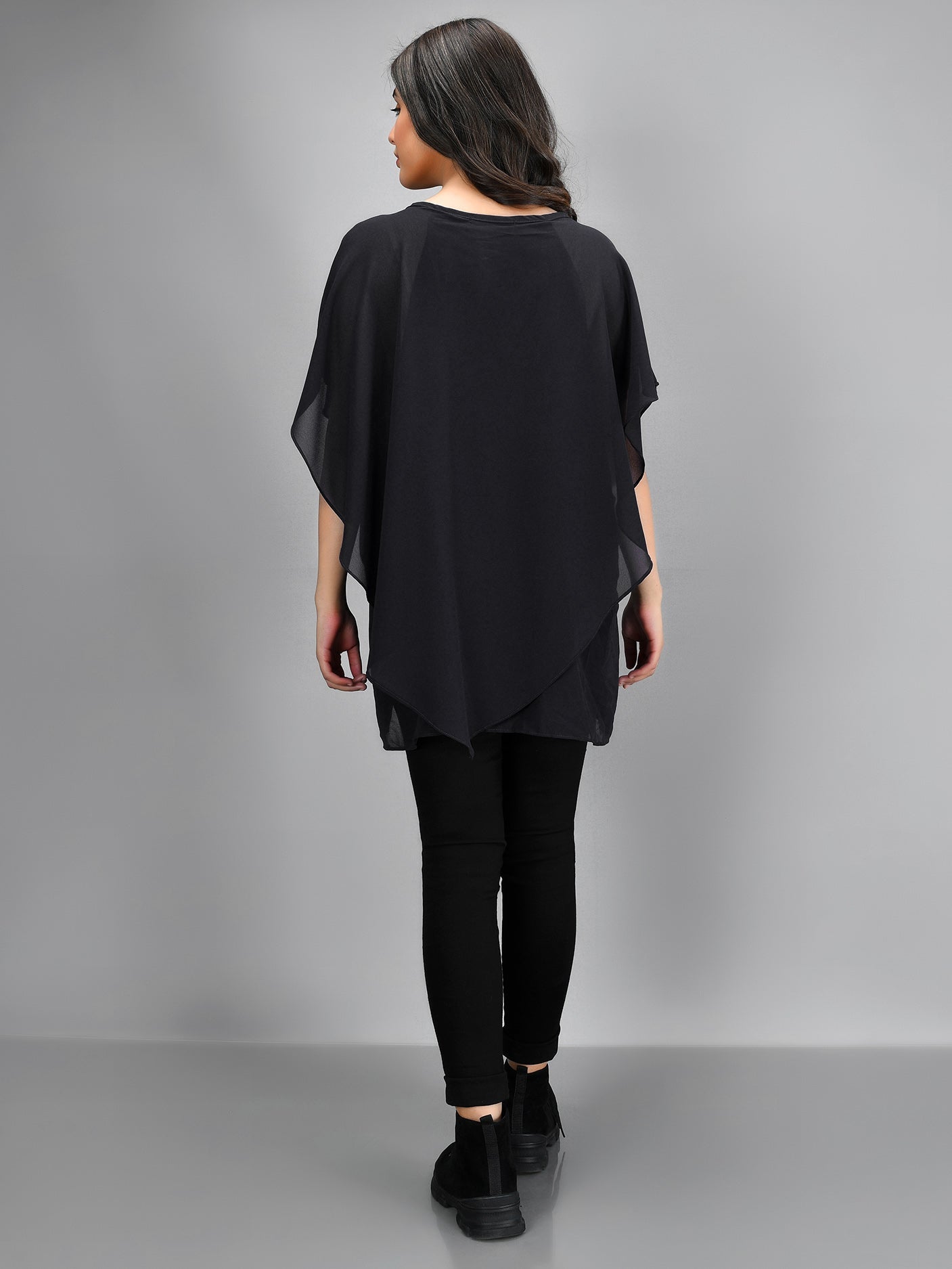 Limelight - Pleated Chiffon Top - Black