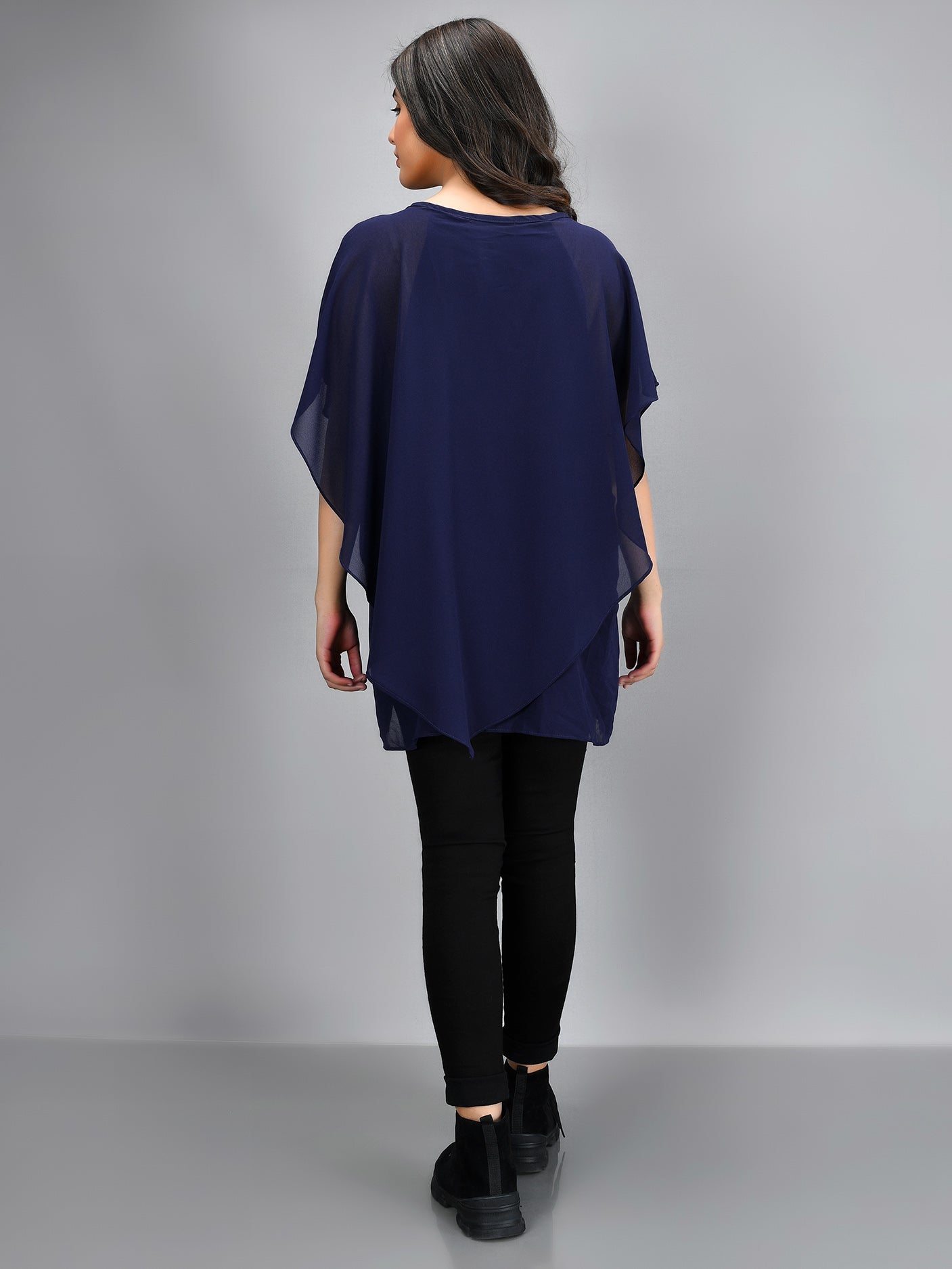 Limelight - Pleated Chiffon Top - Blue