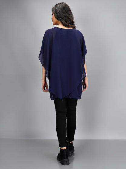 Limelight - Pleated Chiffon Top - Blue