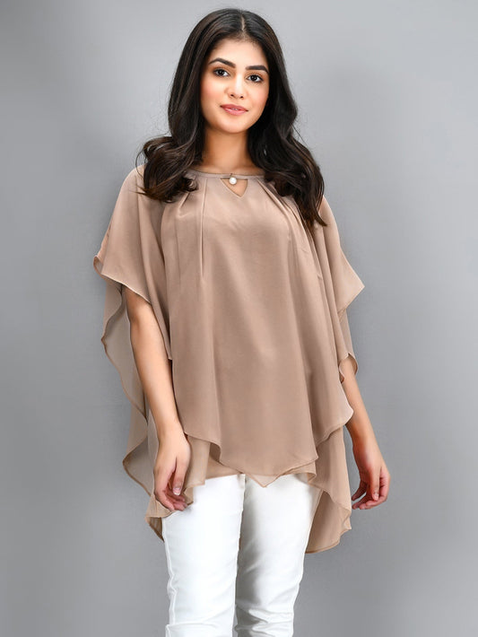 Limelight - Pleated Chiffon Top - Skin