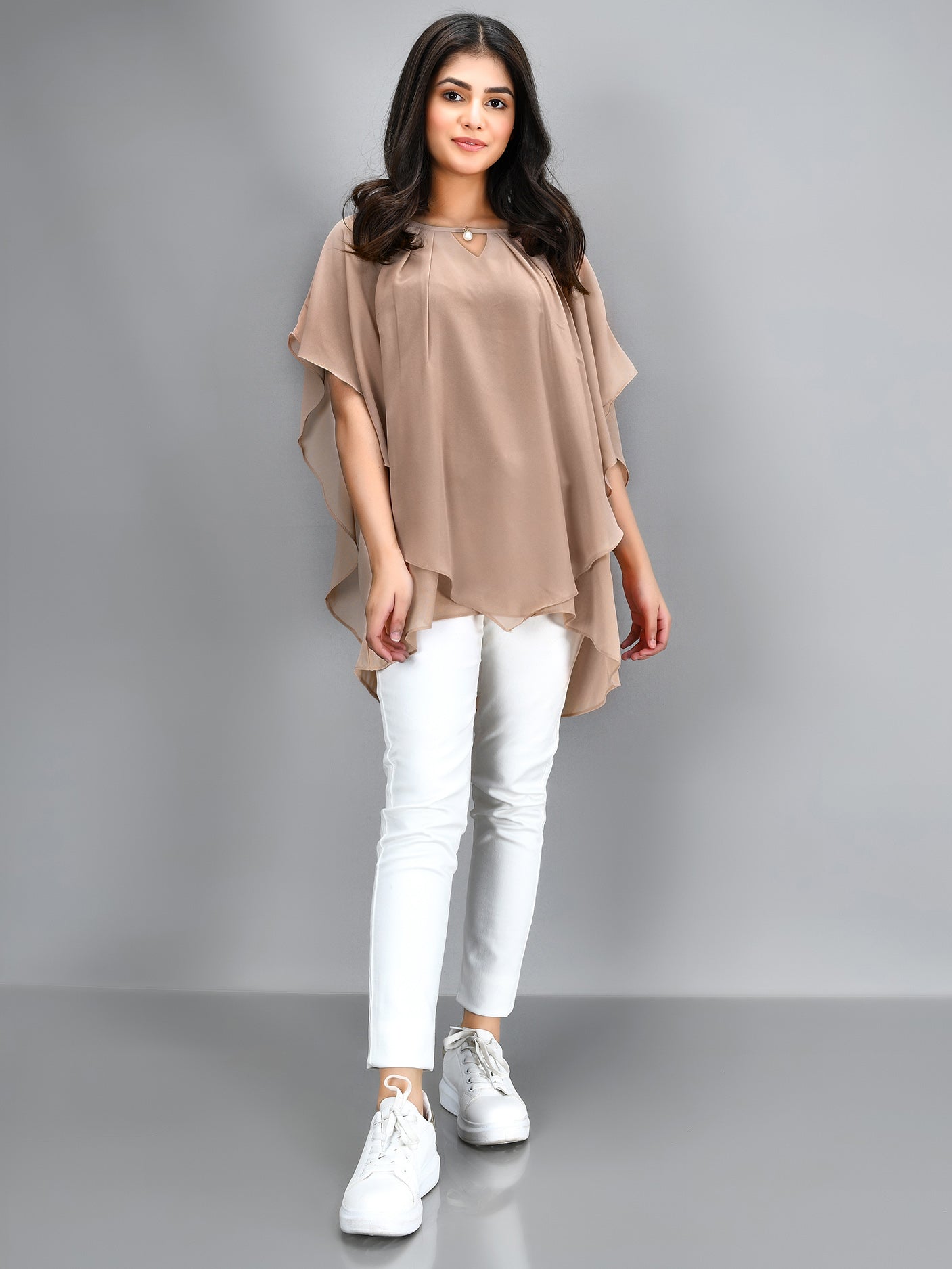 Limelight - Pleated Chiffon Top - Skin