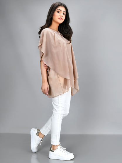 Limelight - Pleated Chiffon Top - Beige