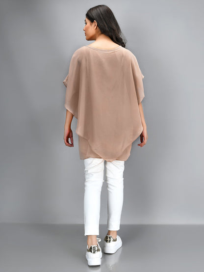 Limelight - Pleated Chiffon Top - Skin