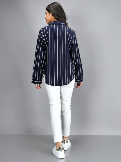 Limelight - Striped Shirt - Dark Blue