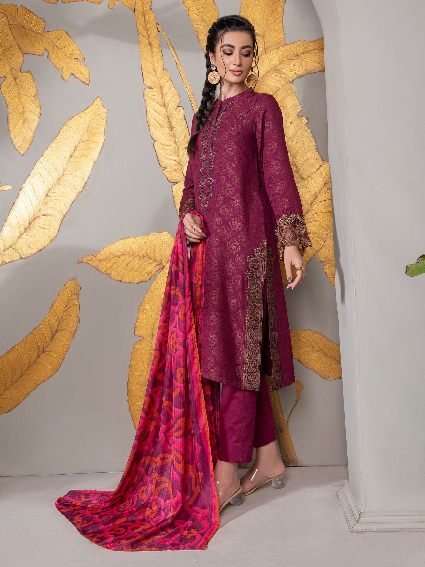 2 Piece Jacquard Suit-Embroidered (Unstitched)