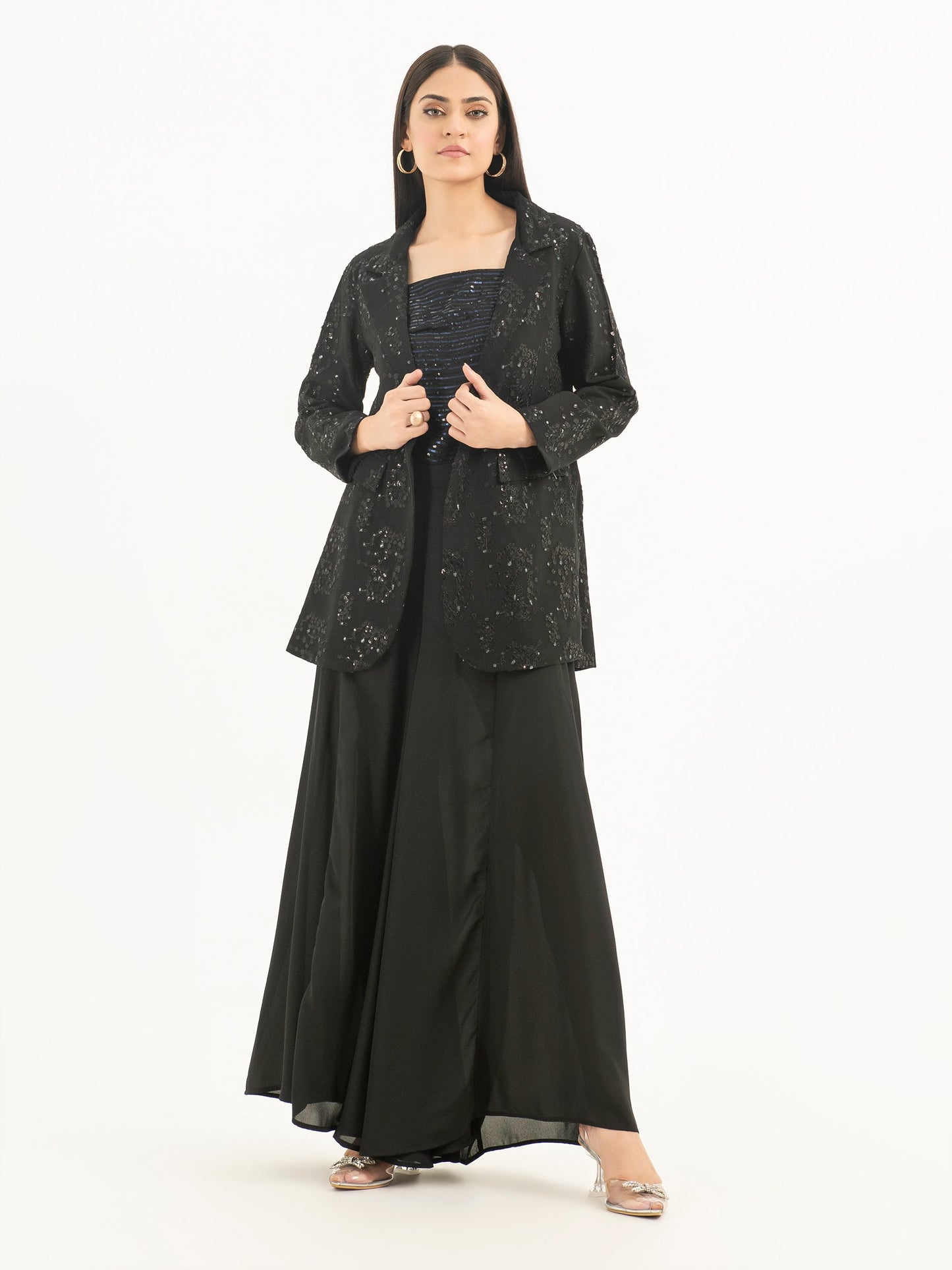 3 Piece Chiffon Suit-Embroidered (Pret)