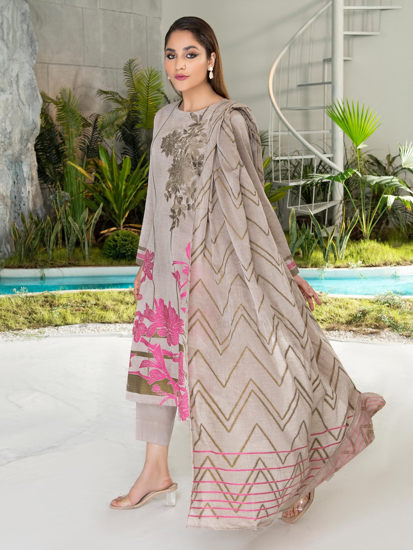 Limelight - 3 Piece Embroidered Jacquard Suit