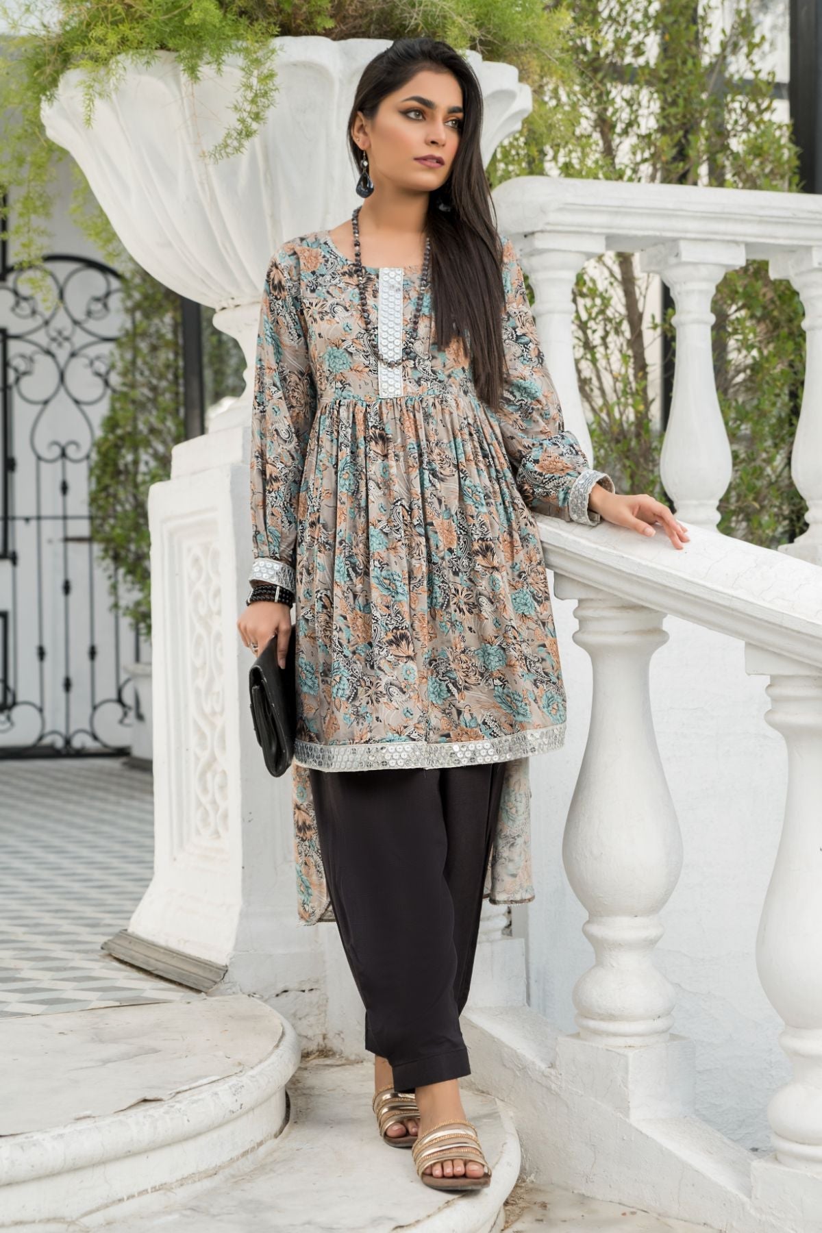 1PC Anarkali Digital Linen Shirt 57