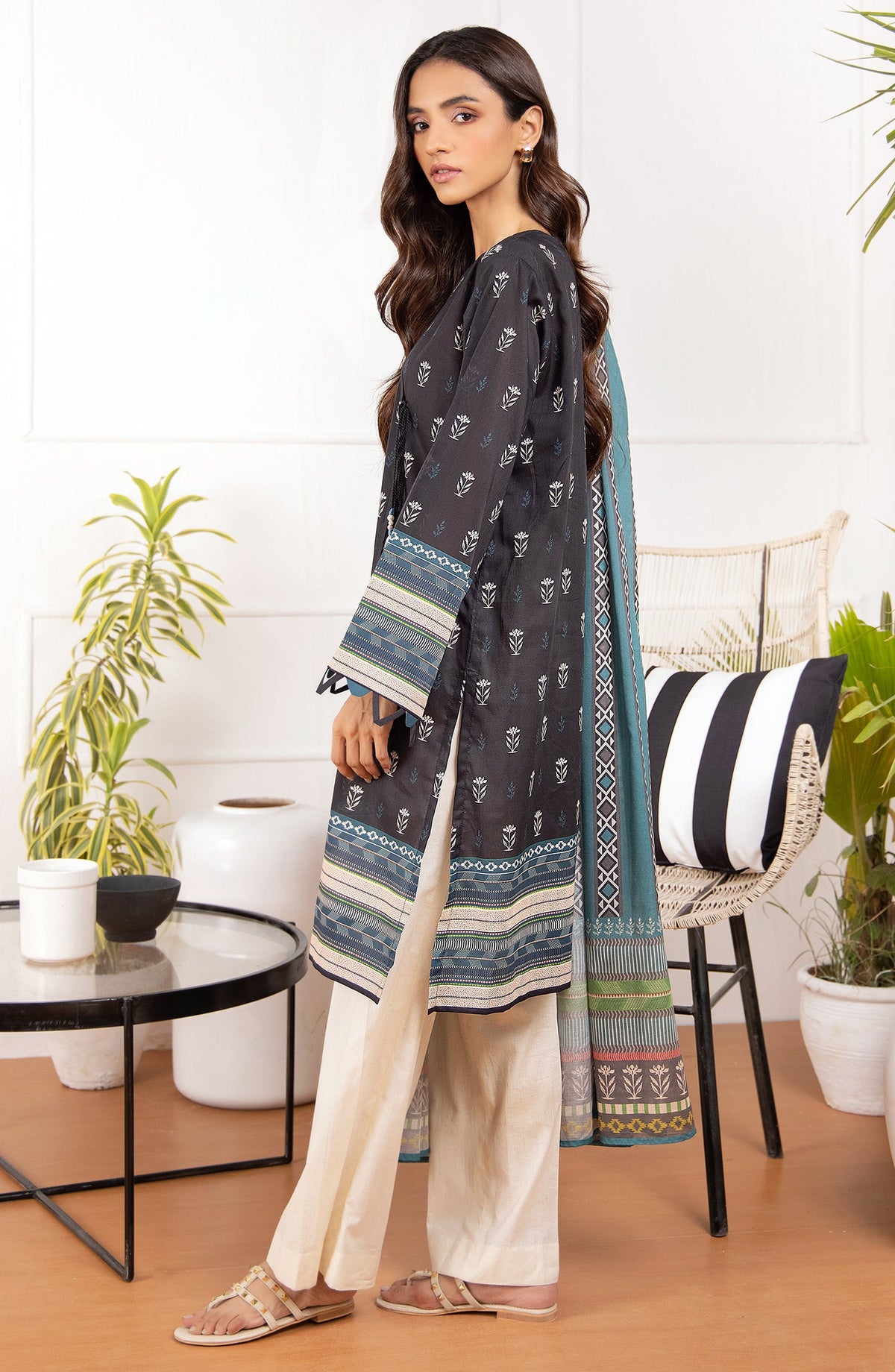 Orient - Unstitched 2 Piece Printed Lawn Shirt Dupatta