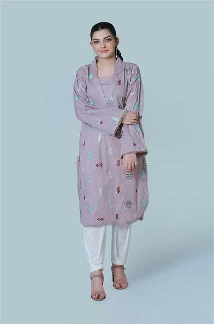 Bareeq Outfits - Lavender Dust Embroidered Shirt