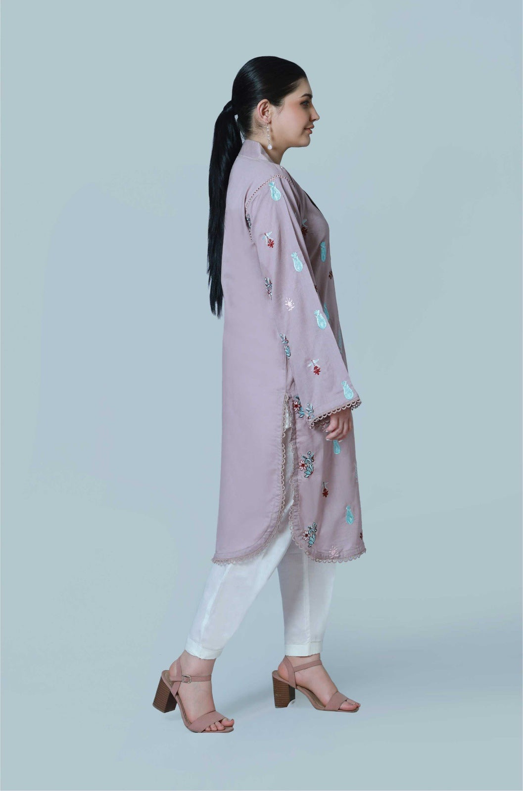 Bareeq Outfits - Lavender Dust Embroidered Shirt