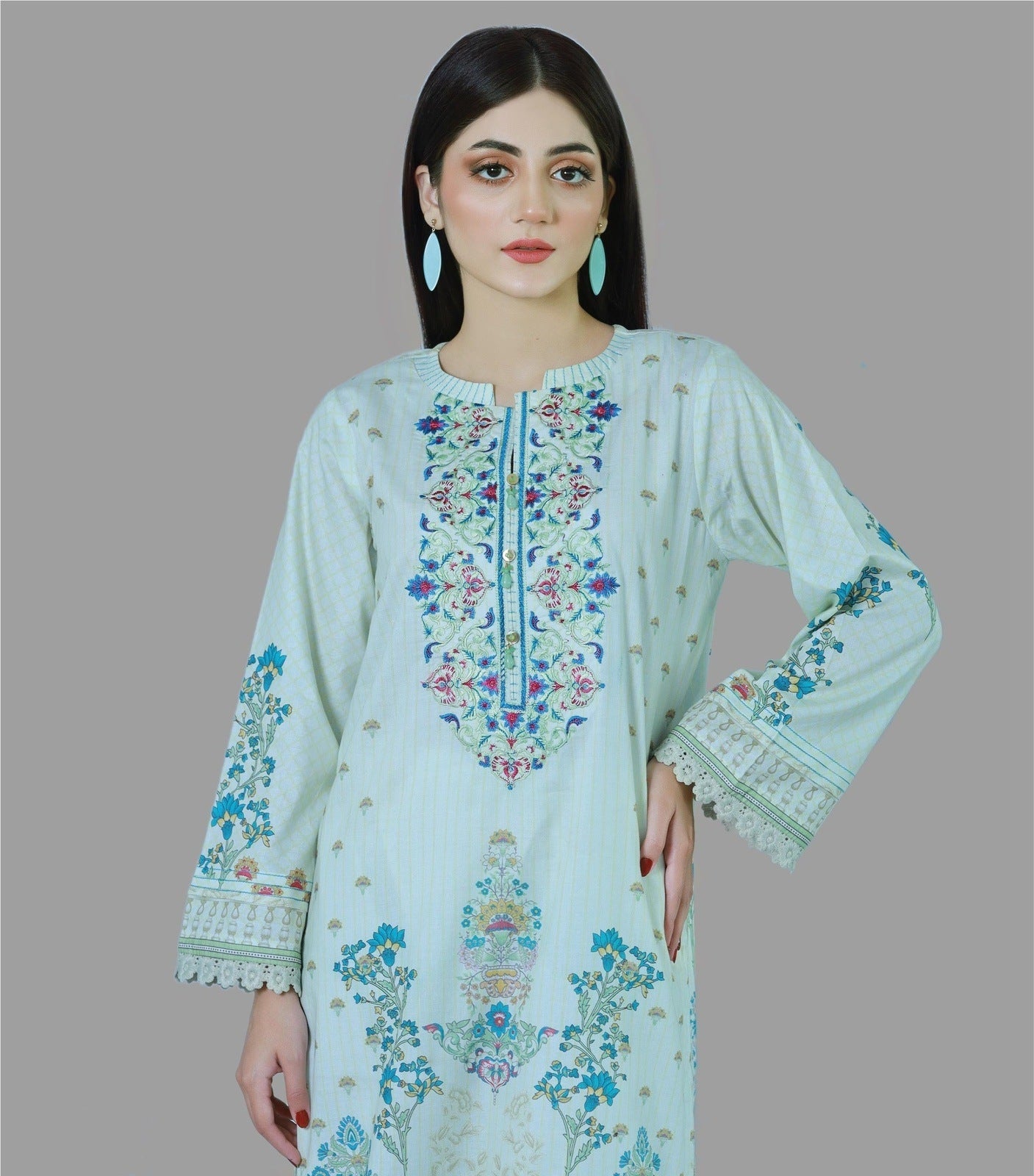 Bareeq Outfits - Pearl Vintage 3 Piece Printed Suit