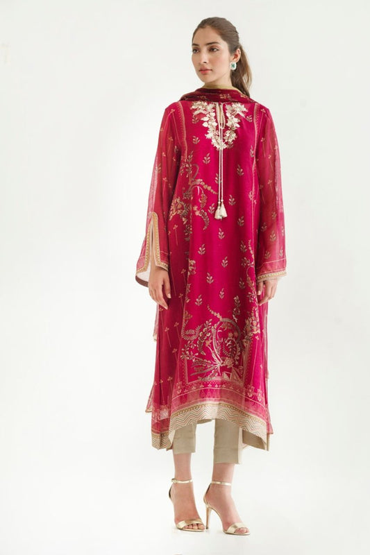 Printed Cotton Net Shirt And trousers with Dupatta 5