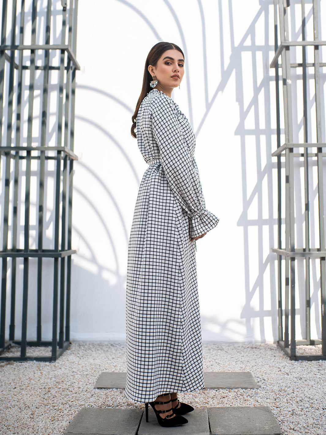Checkered Pleat Dress