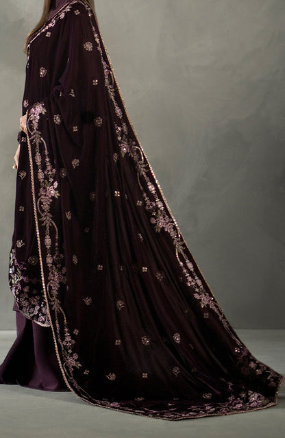 Seran - Plum Velvet Shawl