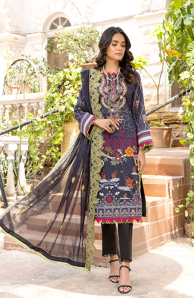 Alzohaib - 3 Piece Unstitched Embroidered Lawn-RFE-23-06