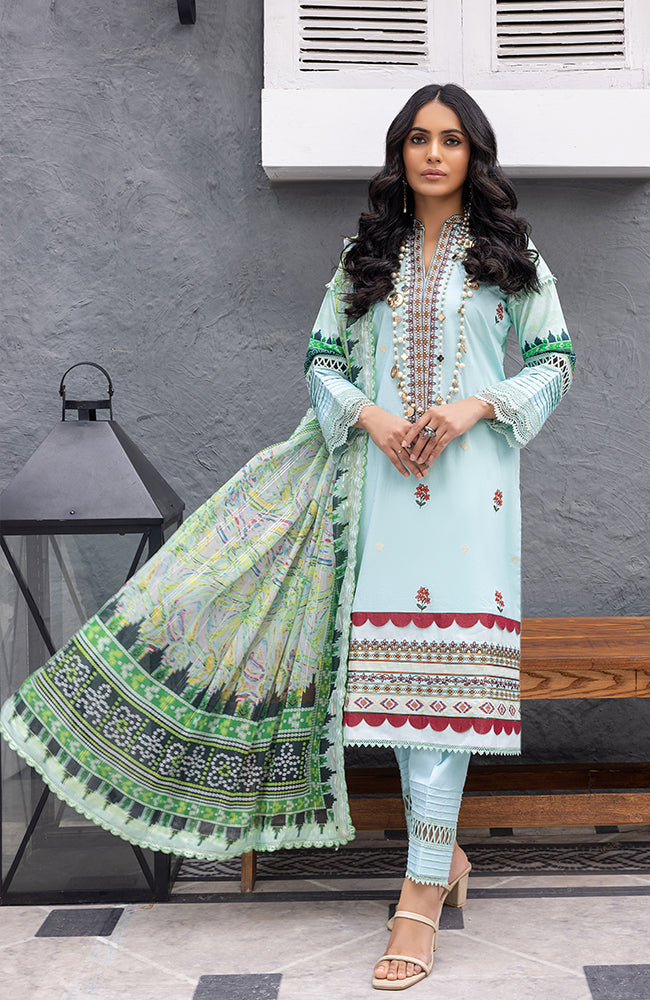 Alzohaib - 3 Piece Unstitched Embroidered Lawn-CFEL-23-06