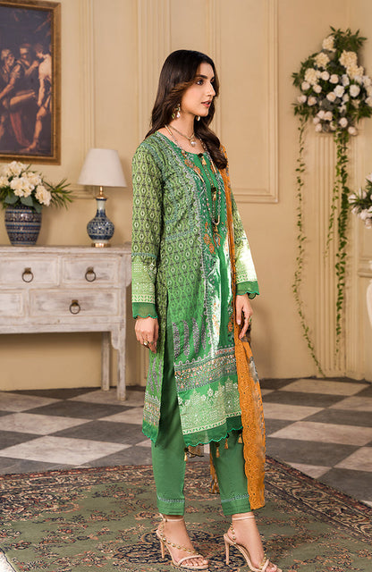 Alzohaib - 3-PIECE DIGITAL EMBROIDERED SUIT WITH BAMBER CHIKANKARI DUPATTA-SSBDE-22-06