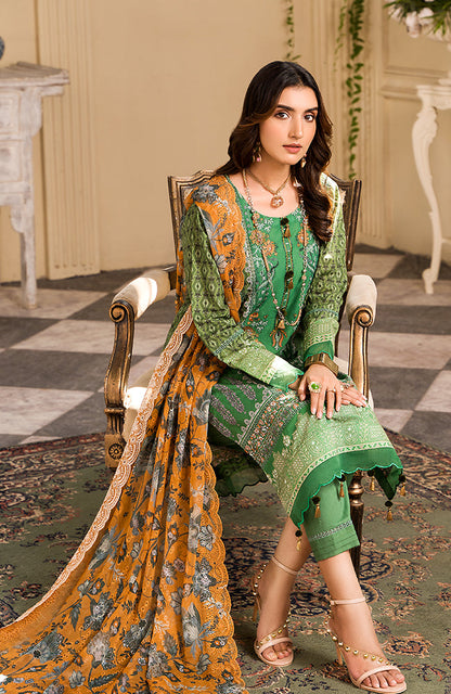 Alzohaib - 3-PIECE DIGITAL EMBROIDERED SUIT WITH BAMBER CHIKANKARI DUPATTA-SSBDE-22-06