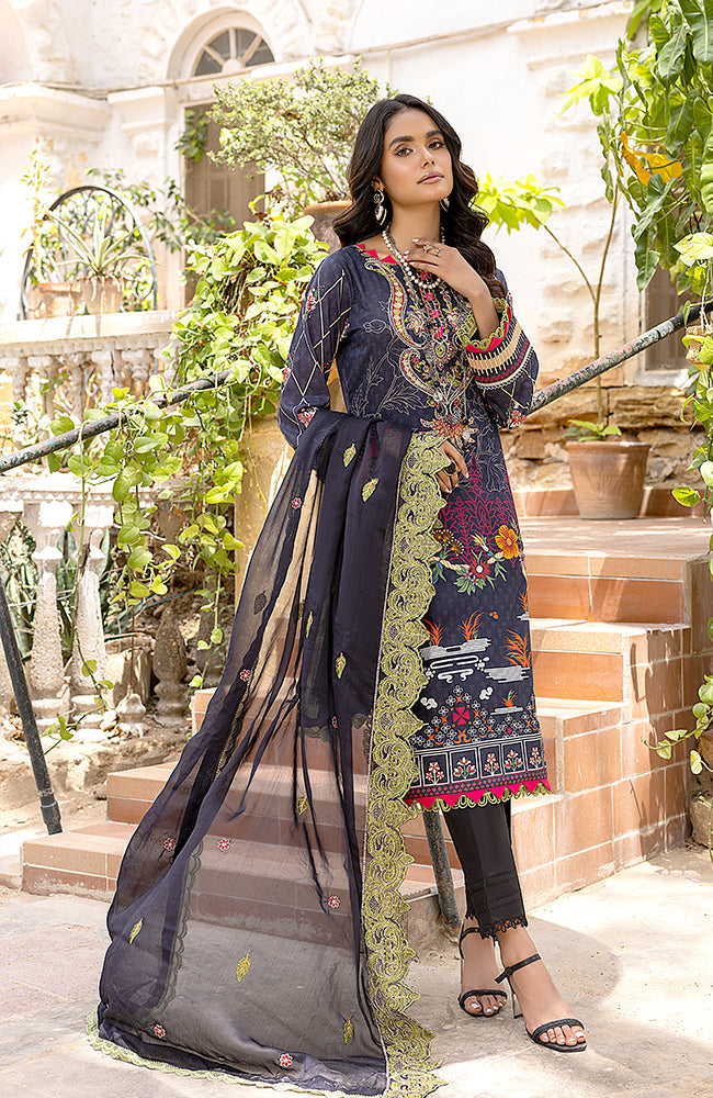 Alzohaib - 3 Piece Unstitched Embroidered Lawn-RFE-23-06