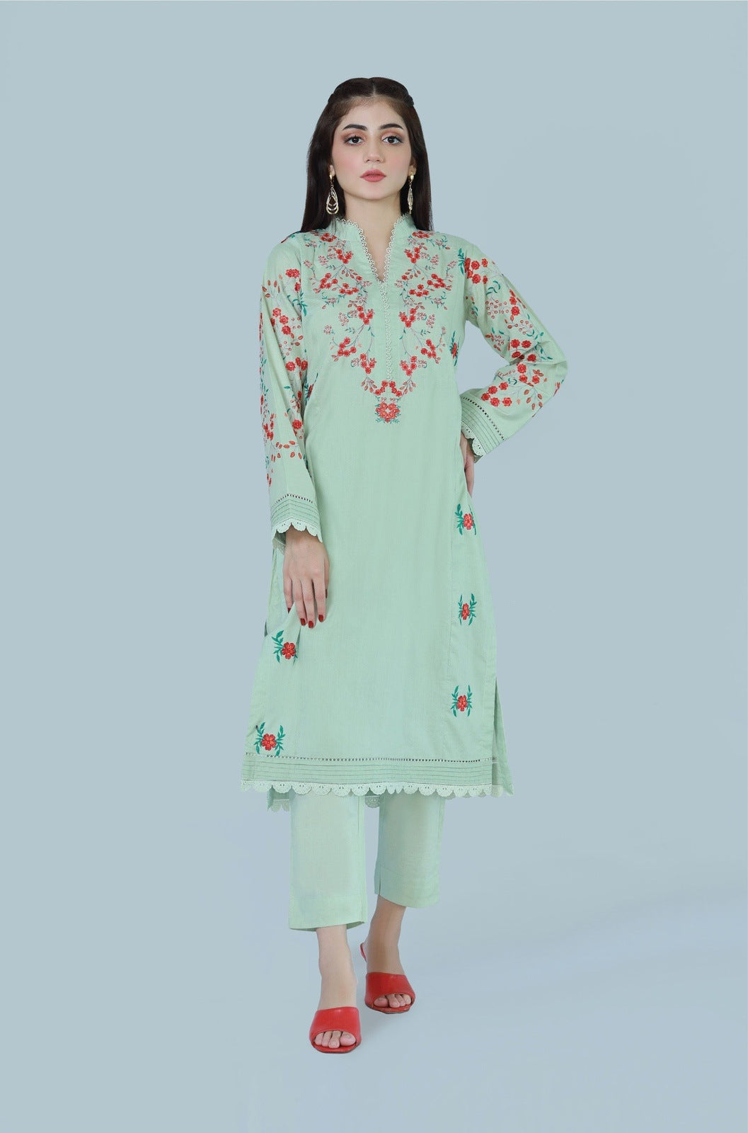 Bareeq Outfits - Blossom Voyage Embroidered Cambric 2 Piece