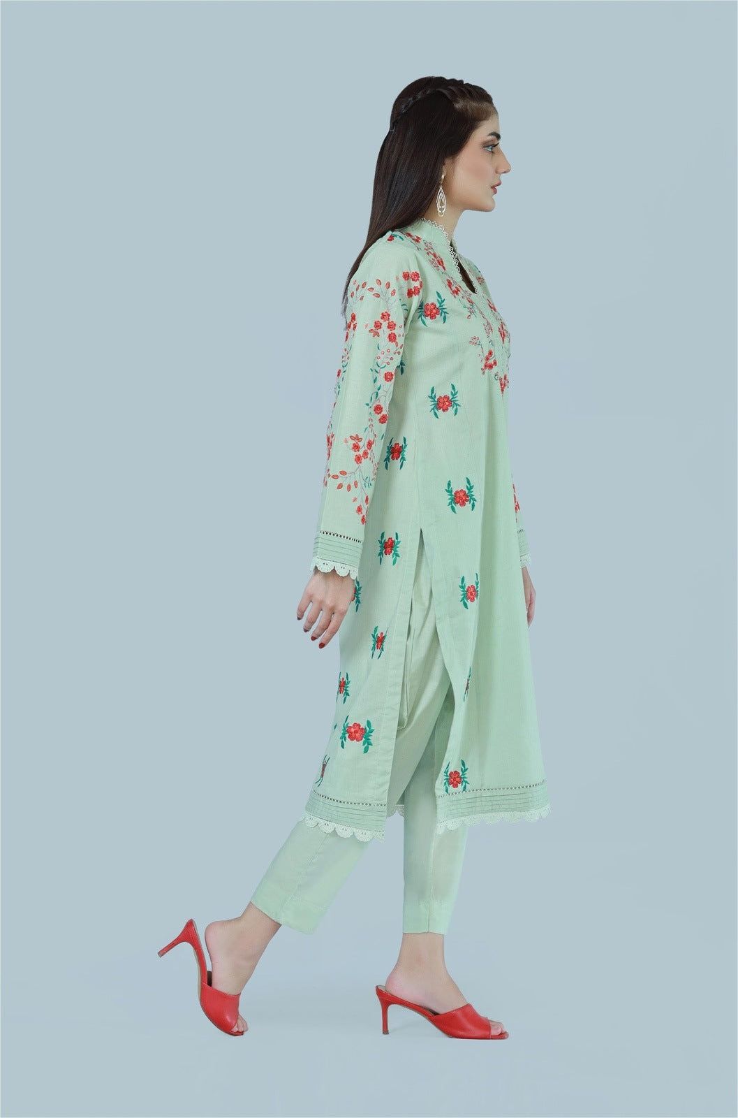 Bareeq Outfits - Blossom Voyage Embroidered Cambric 2 Piece