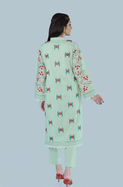 Bareeq Outfits - Blossom Voyage Embroidered Cambric 2 Piece