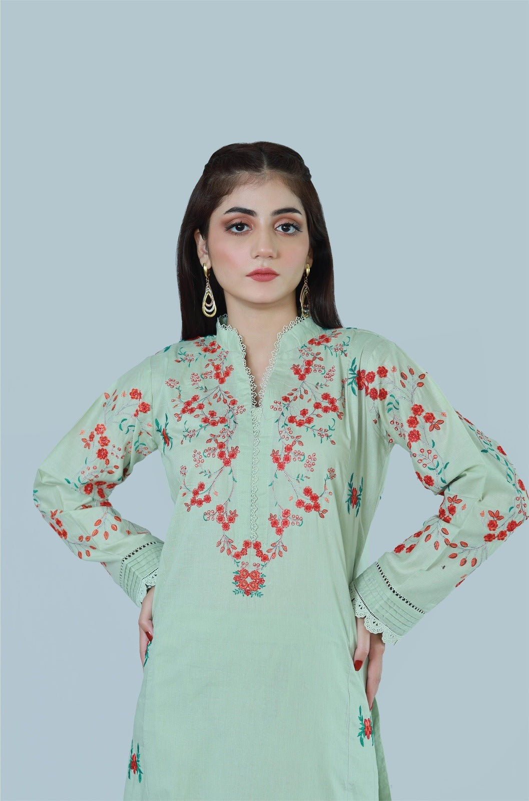 Bareeq Outfits - Blossom Voyage Embroidered Cambric 2 Piece