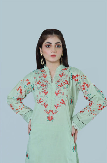Bareeq Outfits - Blossom Voyage Embroidered Cambric 2 Piece