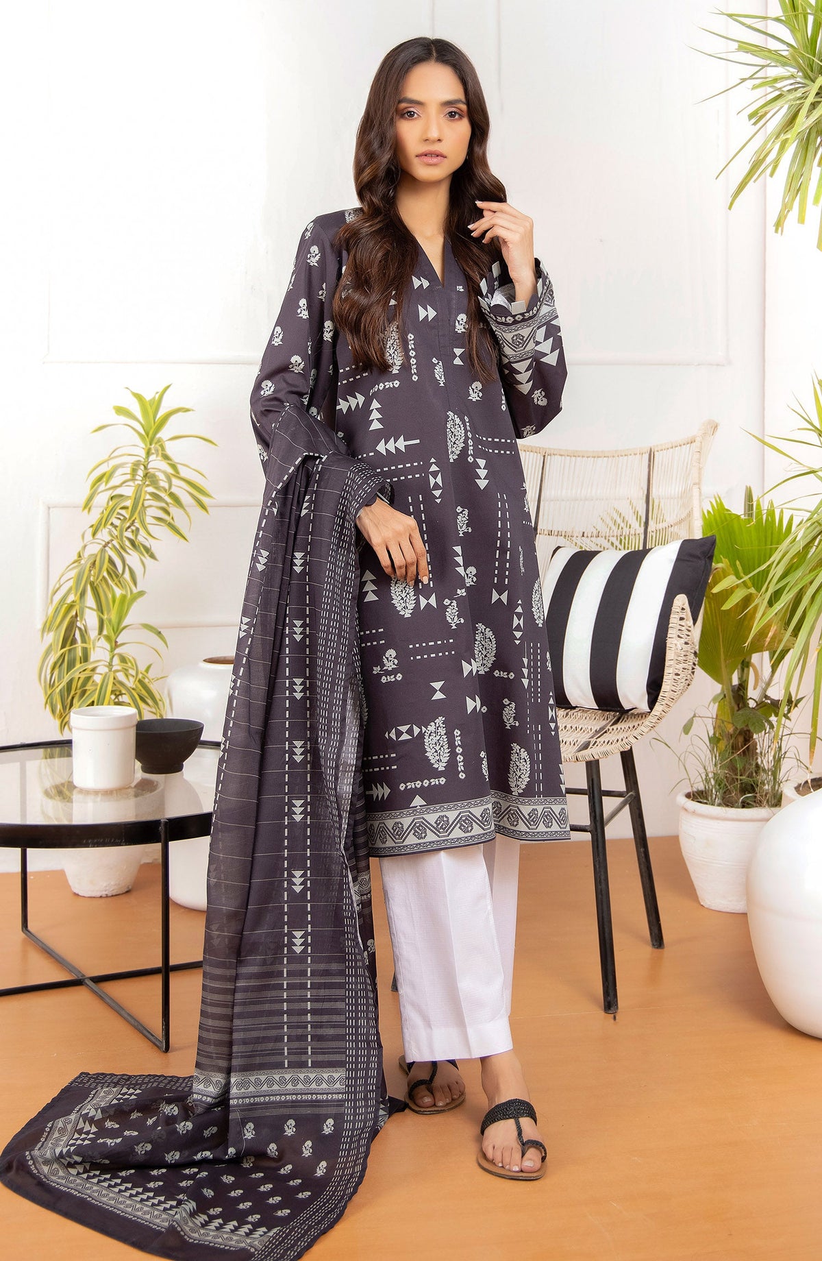 Orient - Unstitched 2 Piece Printed Lawn Shirt Dupatta