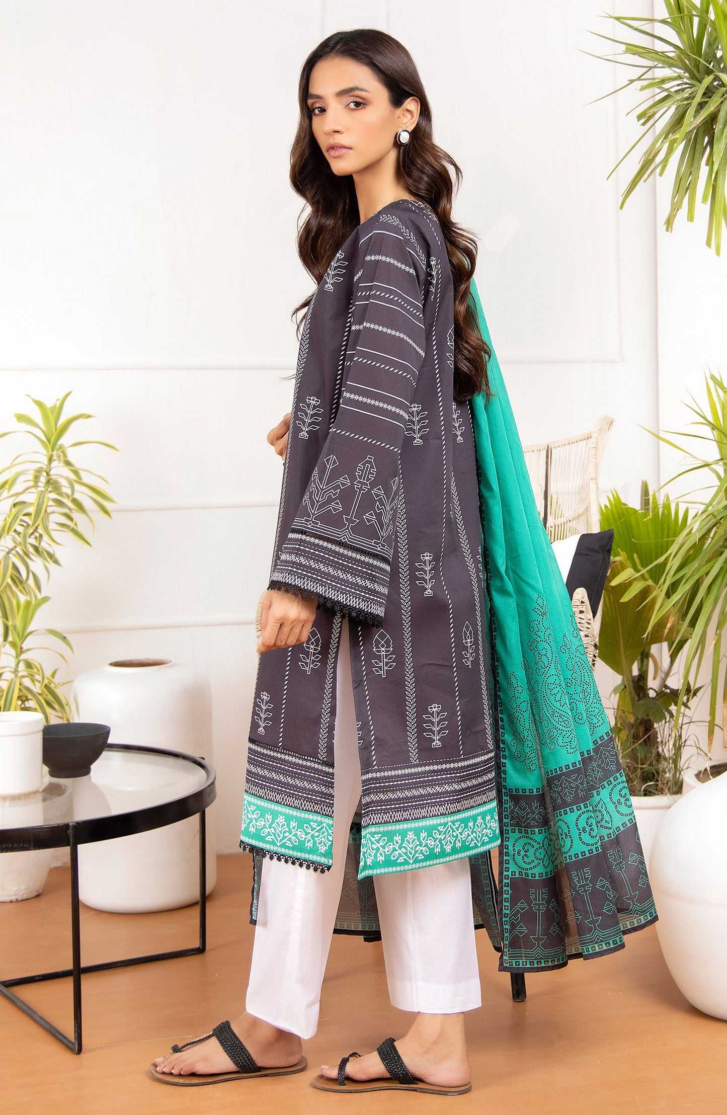 Orient - Unstitched 2 Piece Printed Lawn Shirt Dupatta