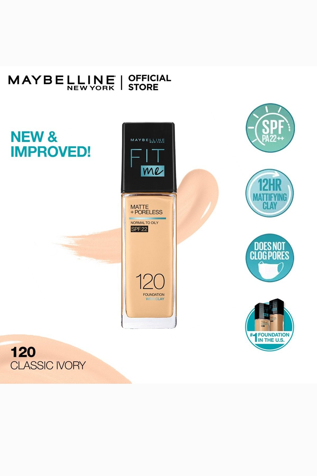 Fit Me! Matte & Poreless Foundation - 120 Classic Ivory