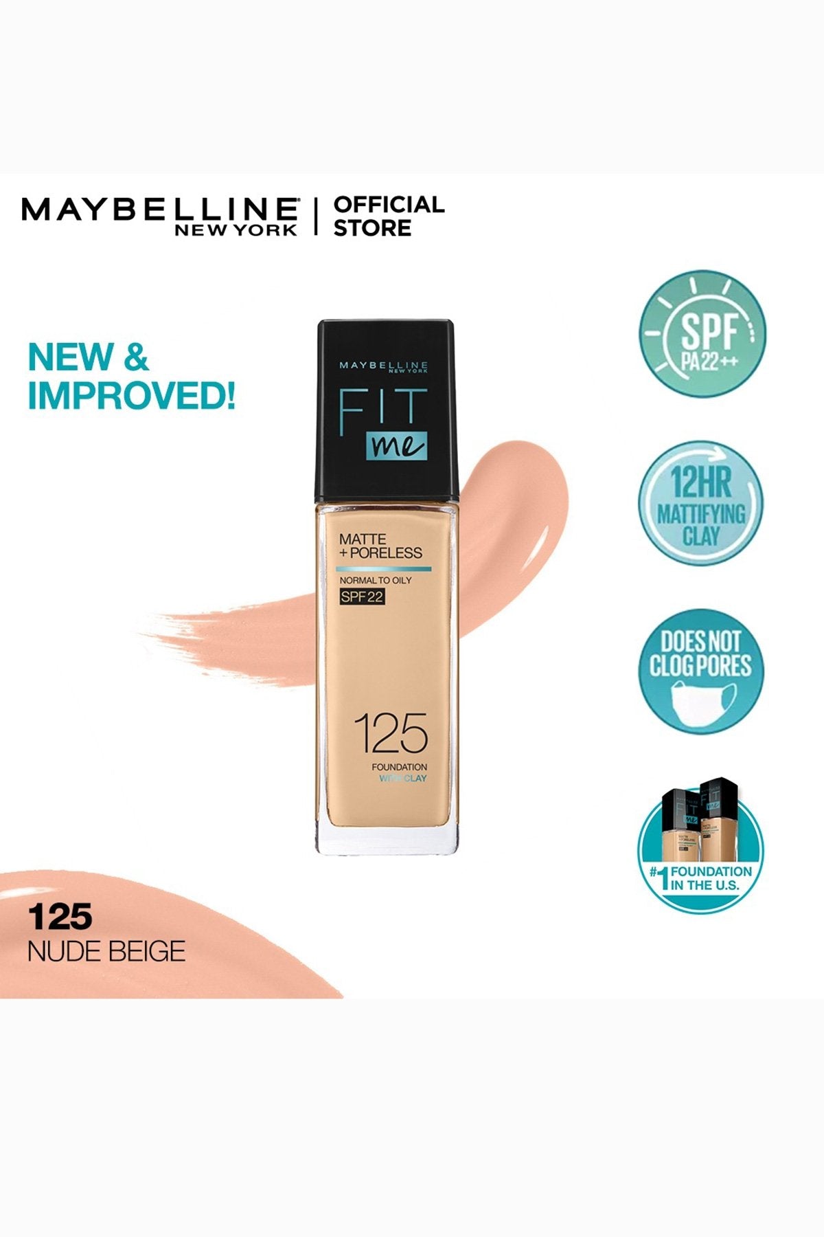 Fit Me! Matte & Poreless Foundation - 125 Nude Beige
