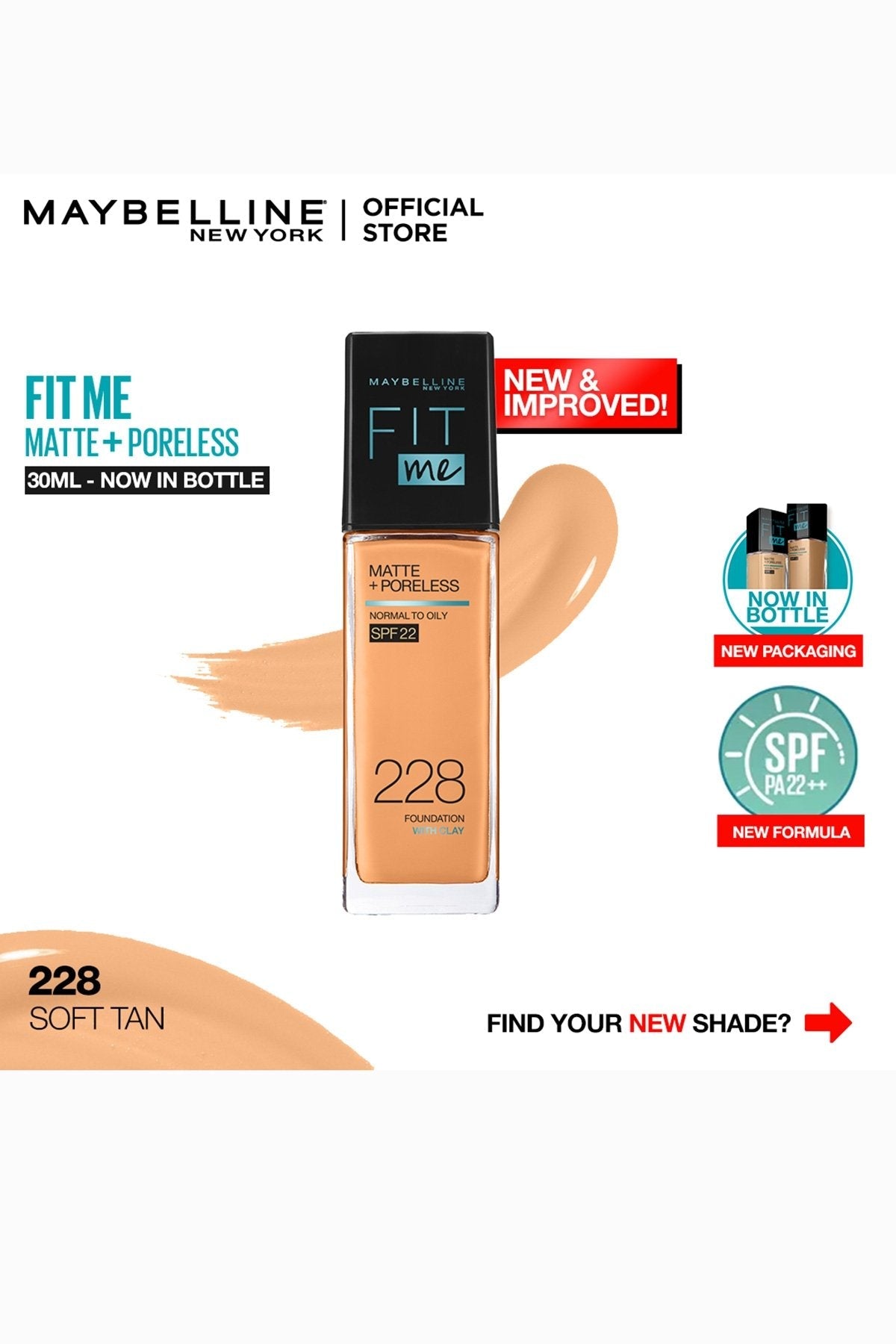 Fit Me! Matte & Poreless Foundation - 228 Soft Tan
