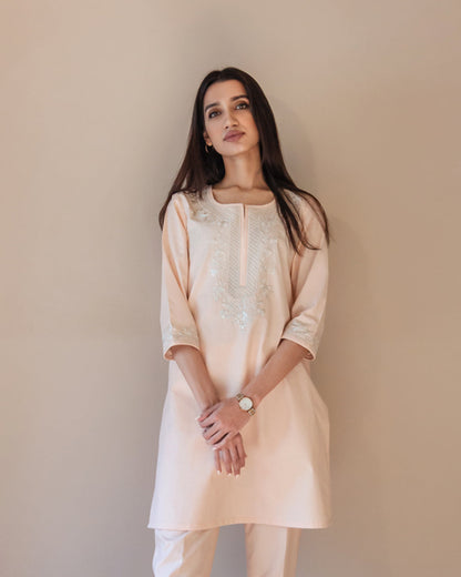 Ayesha Naveed - Peach embroidered set