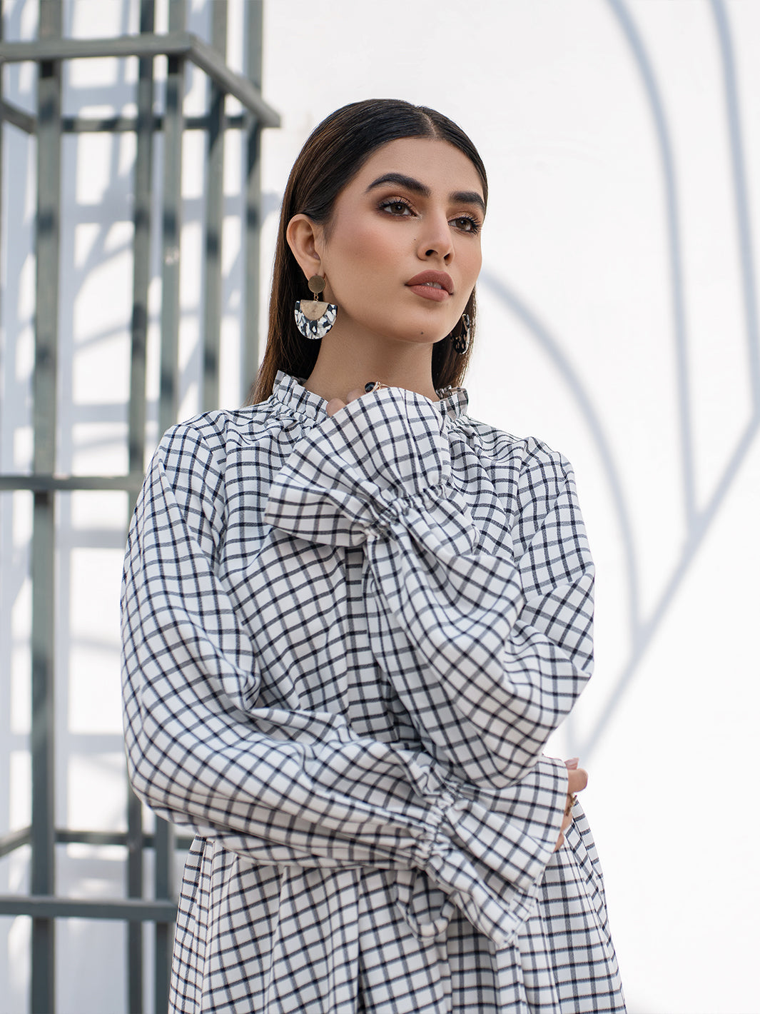 Checkered Pleat Dress