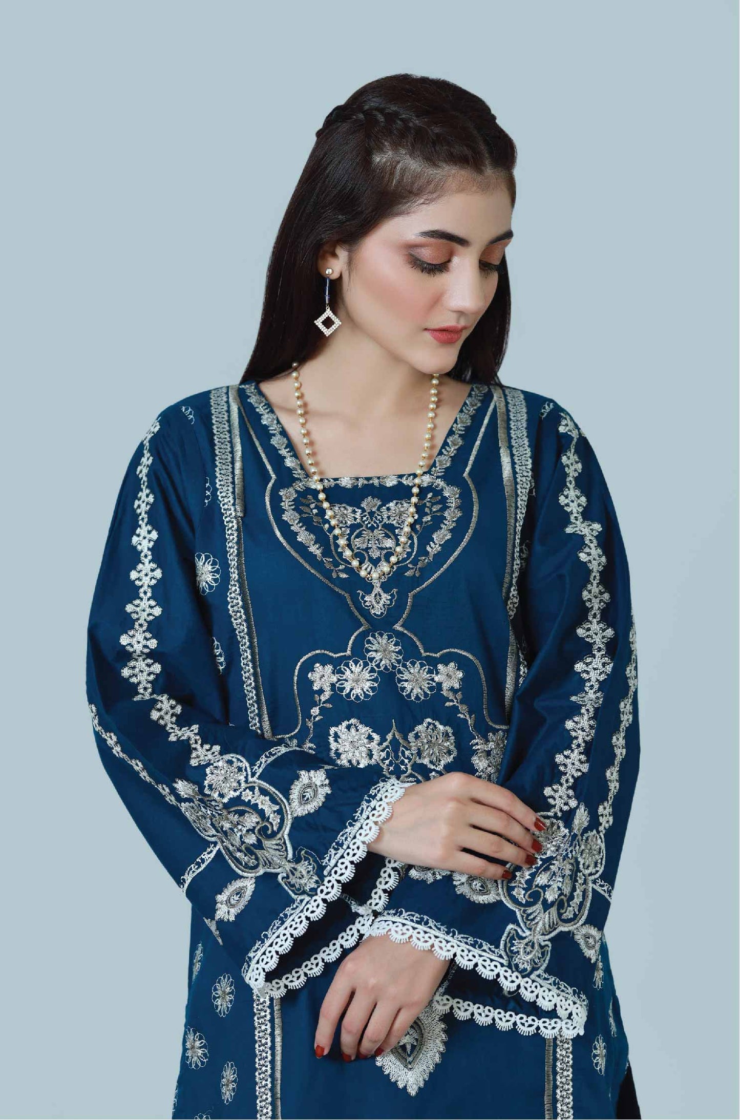 Bareeq Outfits - Tribal Ink 3-Piece Embroidered Stitched Suit