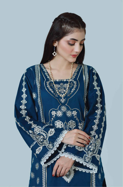 Bareeq Outfits - Tribal Ink 3-Piece Embroidered Stitched Suit