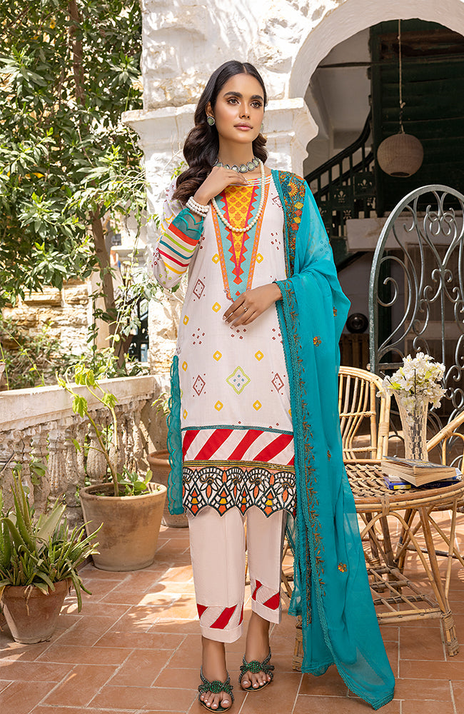 Alzohaib - 3 Piece Unstitched Embroidered Lawn-RFE-23-07