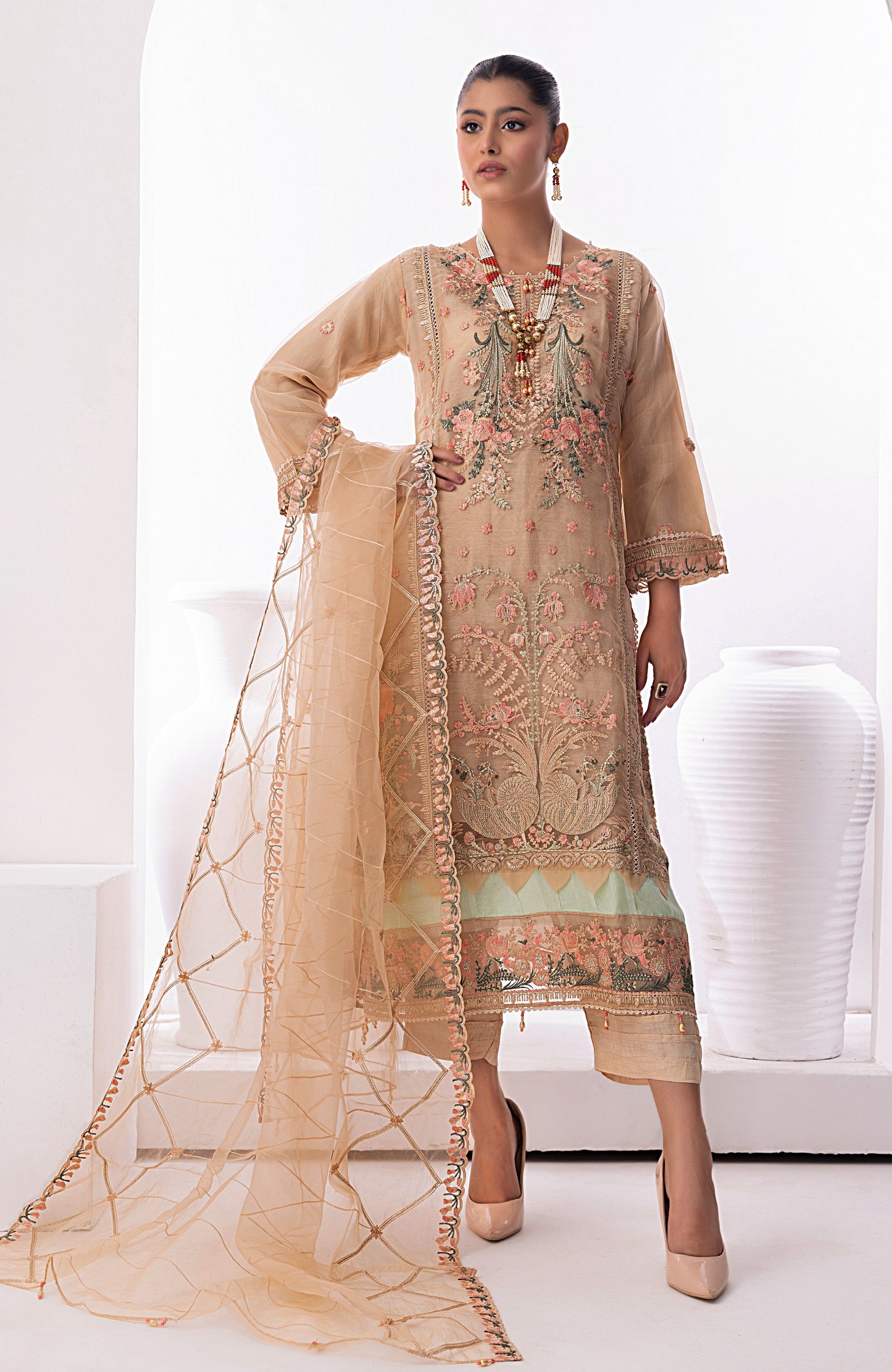 Alzohaib - 3 PC - STITCHED ORGANZA SERIES-AZP-23-07