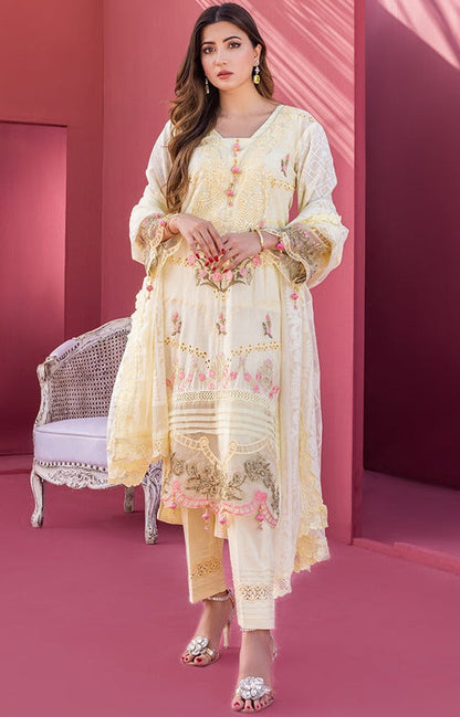 Alzohaib - 3 PIECE UNSTITCHED EMBROIDERED RUNGKARI BY MAHIYMAAN-RKM-23-07