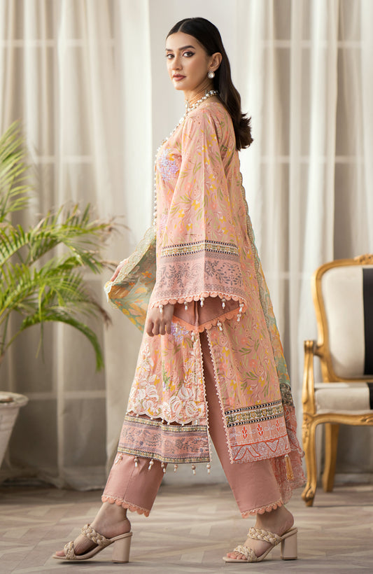 Alzohaib - 3 PIECE EMBROIDERED SUNSHINE CUTWORK-SBE-23-07