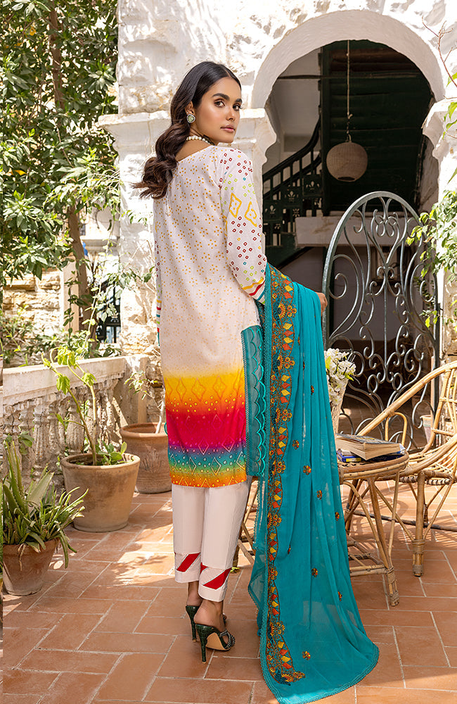 Alzohaib - 3 Piece Unstitched Embroidered Lawn-RFE-23-07