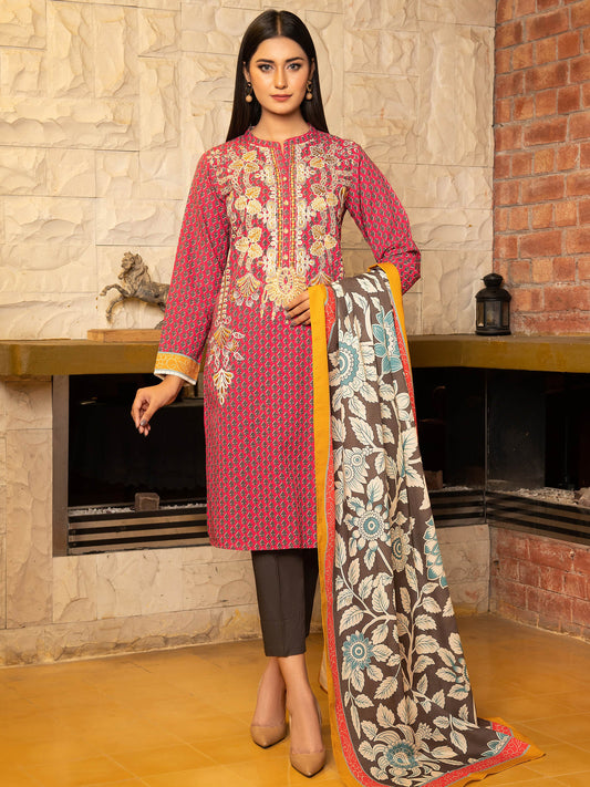 2-Piece Embroidered Slub Khaddar Suit