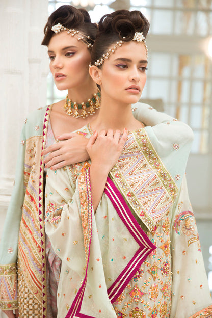 Cotton Net Front Open Jacket With Shalwar
