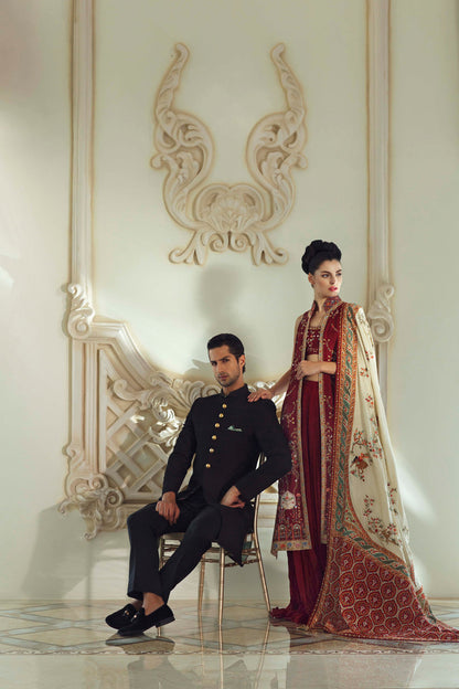 Embroidered Sherwani With Woolen trousers