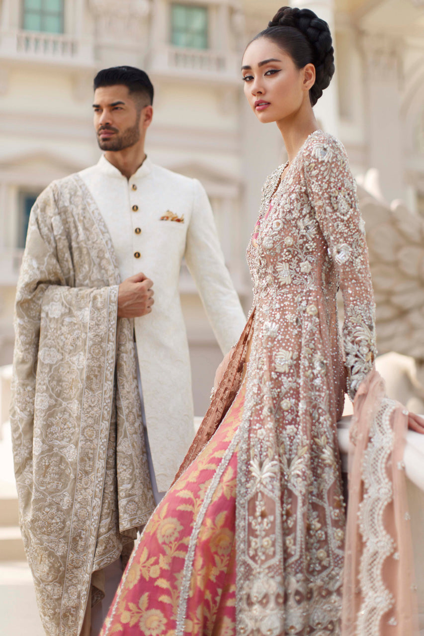 Embroidered Sherwani With Shawl 1